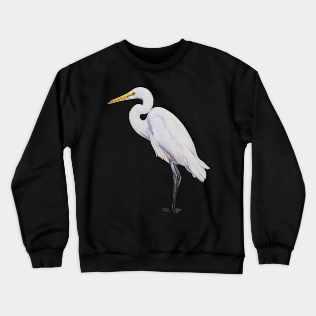 Great White Egret Painting (no background) Crewneck Sweatshirt by EmilyBickell